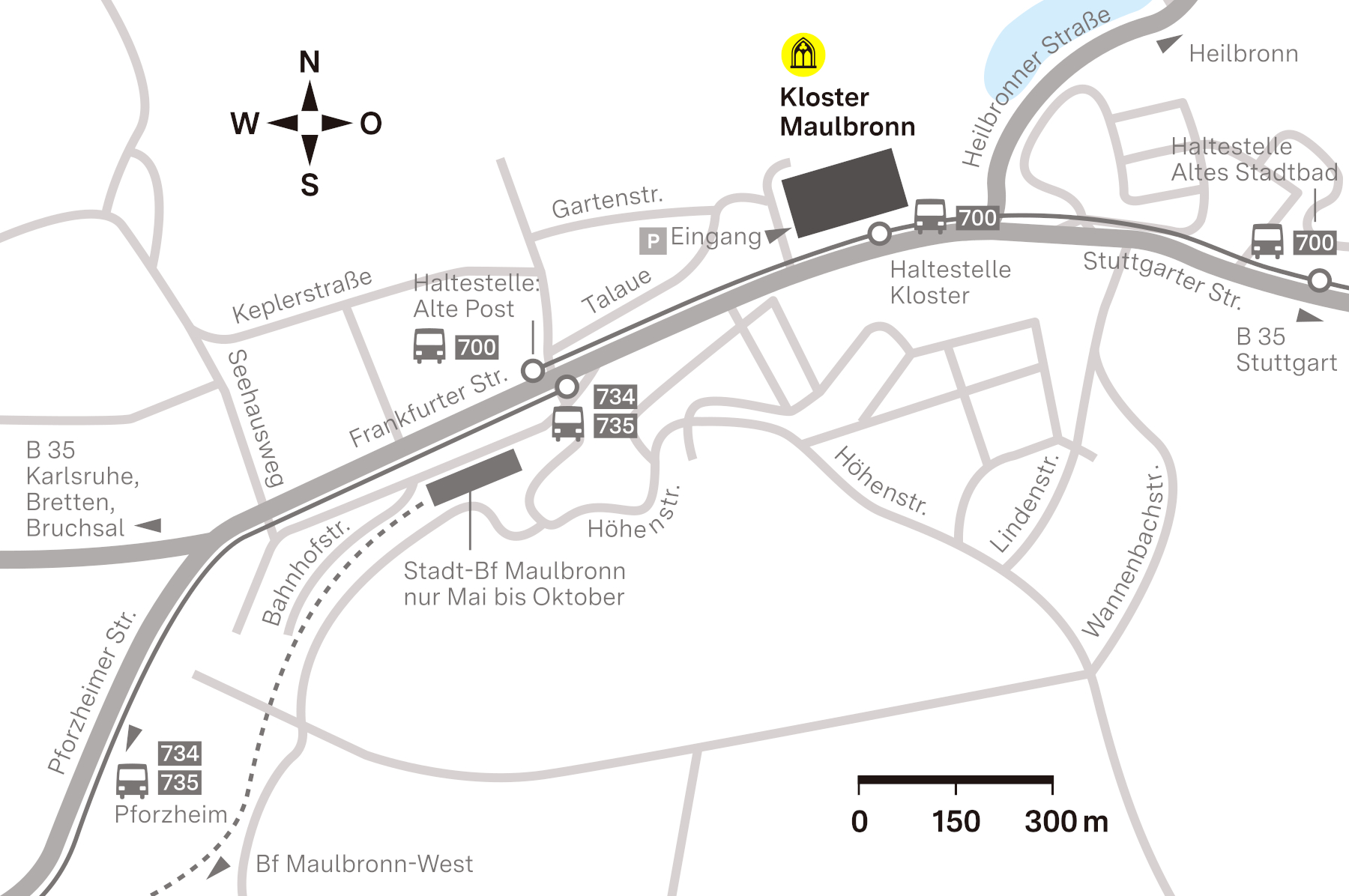 Anfahrtsskizze zum Kloster Maulbronn