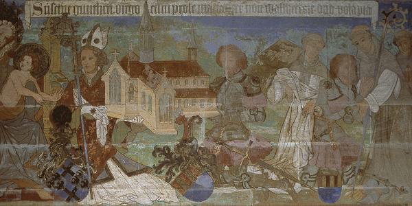 Kloster Maulbronn, Fresken an der Südwand des Langhauses in der Klosterkirche, gemalt von Meister Ulrich Anfang des 15. Jahrhunderts