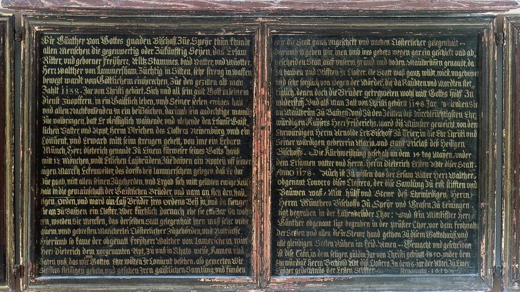 Die Mitteltafel der Stiftungstafel, Öl auf Holz, 1Die Mitteltafel der Stiftungstafel, Öl auf Holz, 1450; Foto: Staatliche Schlösser und Gärten Baden-Württemberg, Arnim Weischer450