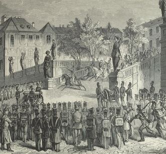 Rastatt outbreak of the Revolutions of 1848, wood engraving, late 19th century