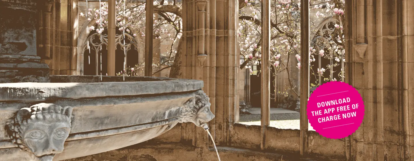 Maulbronn Monastery, advertising banner for the app "Monument BW"