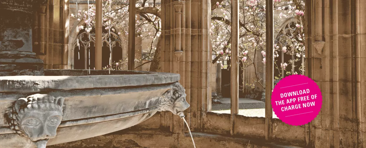 Maulbronn Monastery, advertising banner for the app "Monument BW"