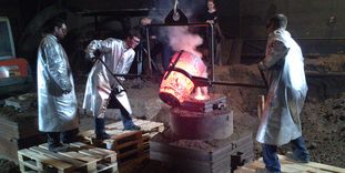 Bell founding at the Bachert bell foundry in Karlsruhe.