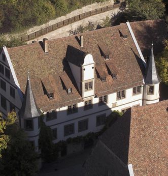 View from the belfry to the hunting lodge at Maulbronn Monastery