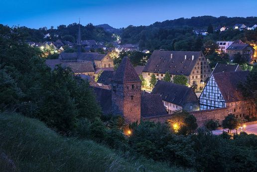 Maulbronn Monastery, exterior view by night