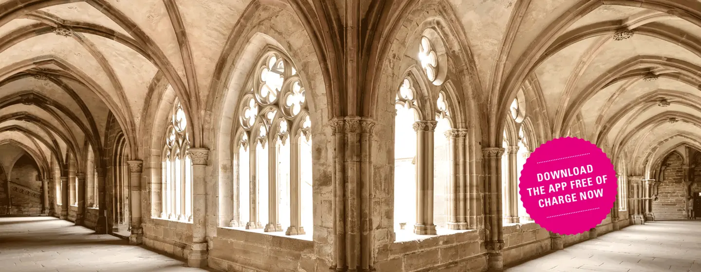 Maulbronn Monastery, advertising banner for the app "Monument BW"