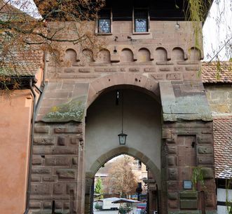 West gate into Maulbronn Monastery complex with round-arched entrance