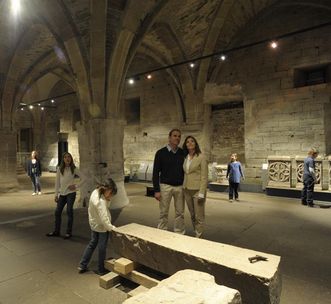 Masonry work displayed in the cellarium at Maulbronn Monastery